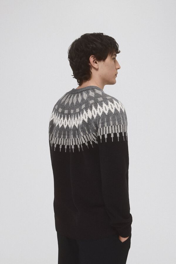 Pedro del Hierro Su&eacute;ter de l&atilde; de Natal com gola redonda Preto