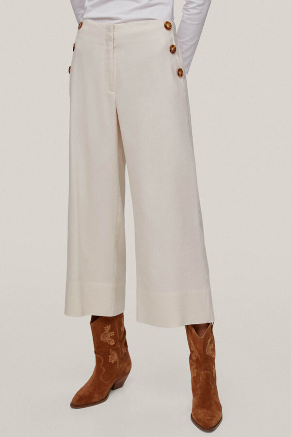 Pedro del Hierro Calças cropped culotte com botões Beige