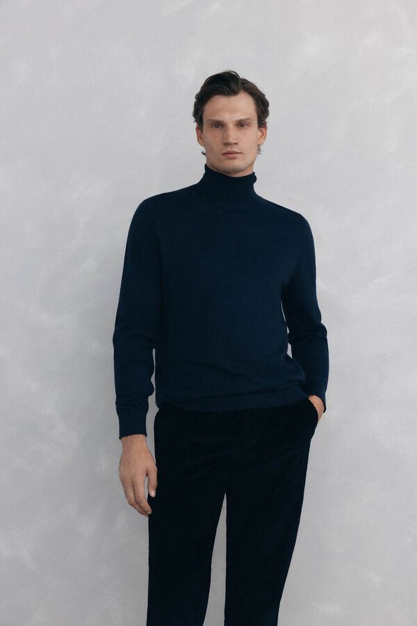 Pedro del Hierro Camisola gola cisne Azul