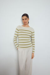 Pedro del Hierro Jersey de rayas canale botones Beige