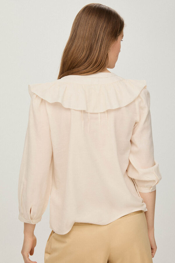 Pedro del Hierro Blusa rom&aacute;ntica jaretas Crudo