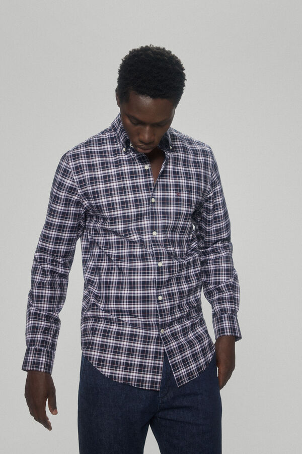 Pedro del Hierro Camisa cuadros non iron + antimanchas Azul