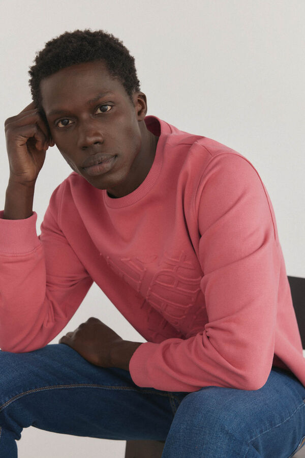Pedro del Hierro Moletom com gola caixa Sweatshirt e logo Bordeaux