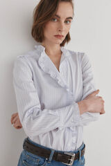 Pedro del Hierro Camisa rom&aacute;ntica con volantes Azul