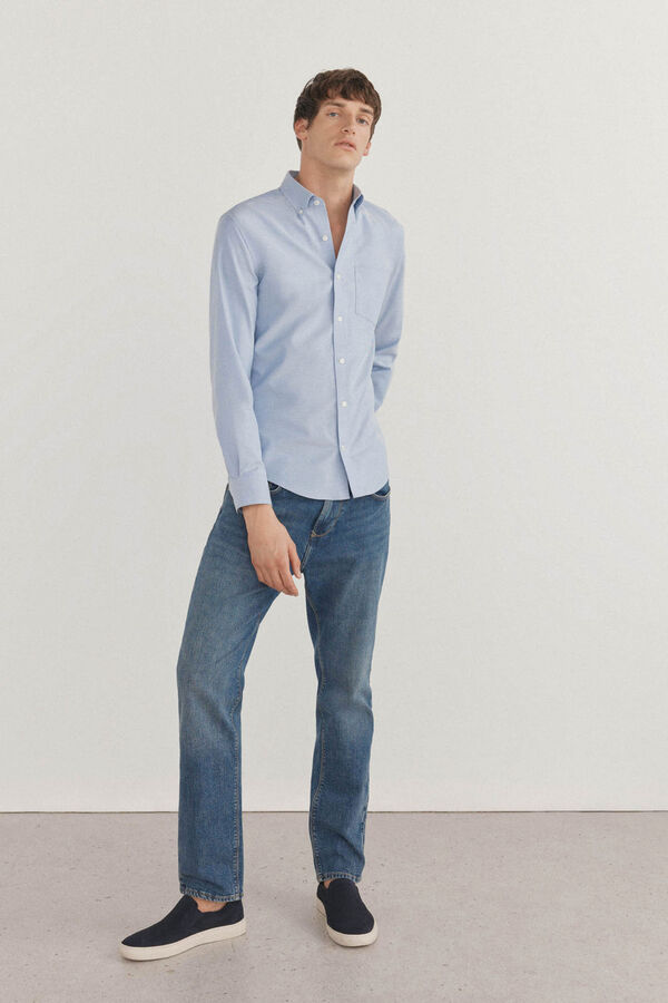 Pedro del Hierro Camisa non iron oxford liso Azul
