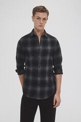 Pedro del Hierro Camisa de twill em xadrez de cashmere touch Cizento