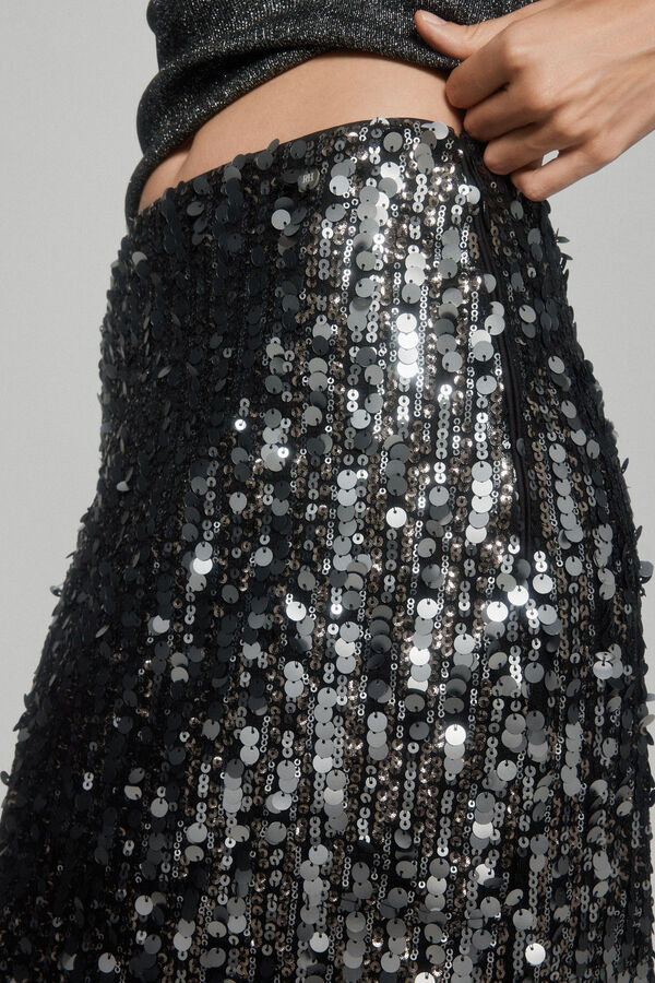 Pedro del Hierro Falda lentejuelas Gris