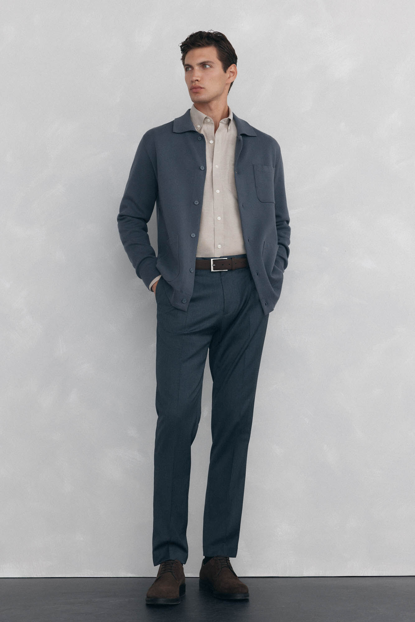 Pedro del Hierro C&aacute;rdigan punto algod&oacute;n cuello polo botones