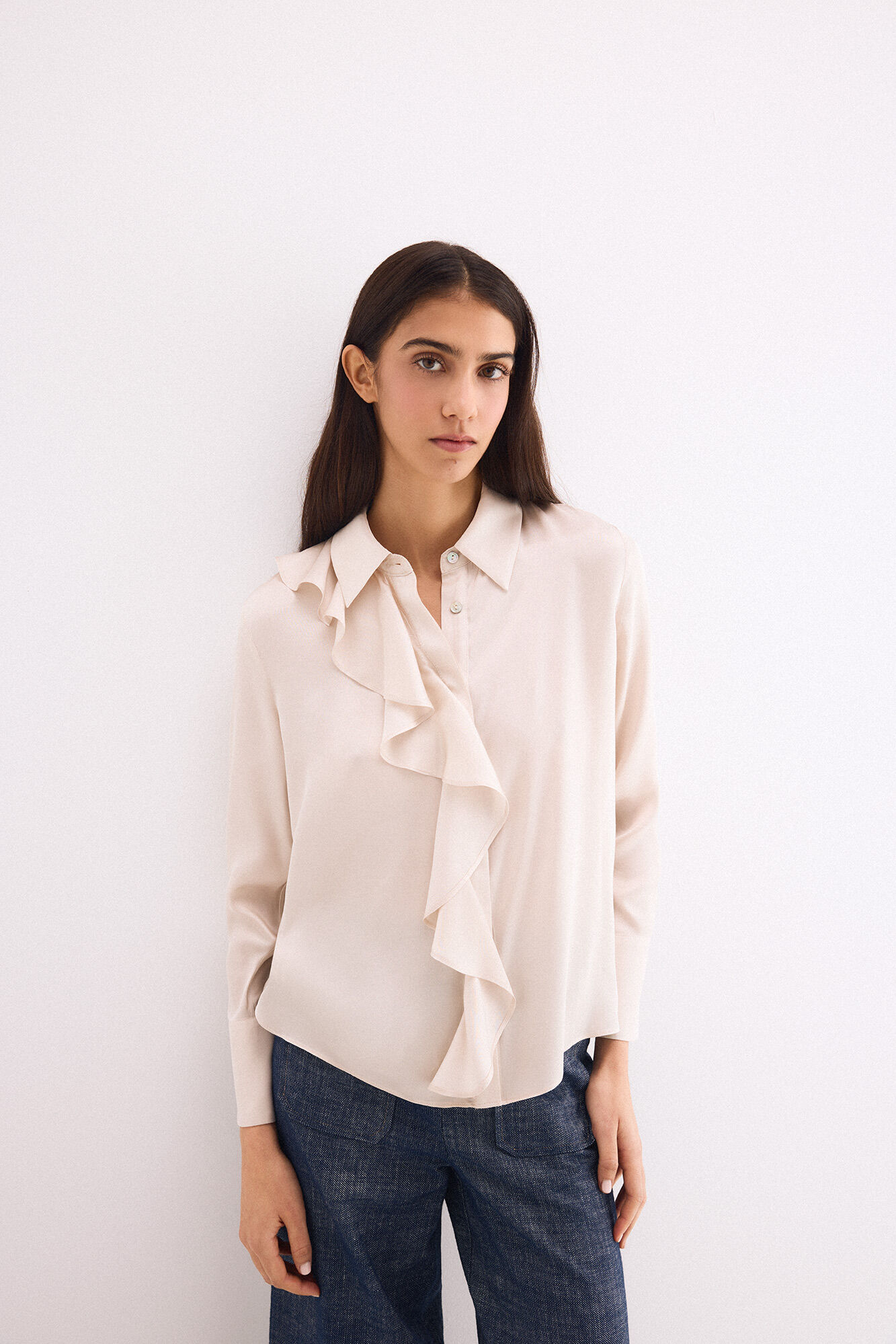 Pedro del Hierro Camisa com folho em cetim