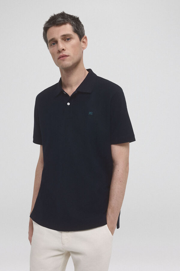 Pedro del Hierro Polo b&aacute;sica com logo bordado Azul
