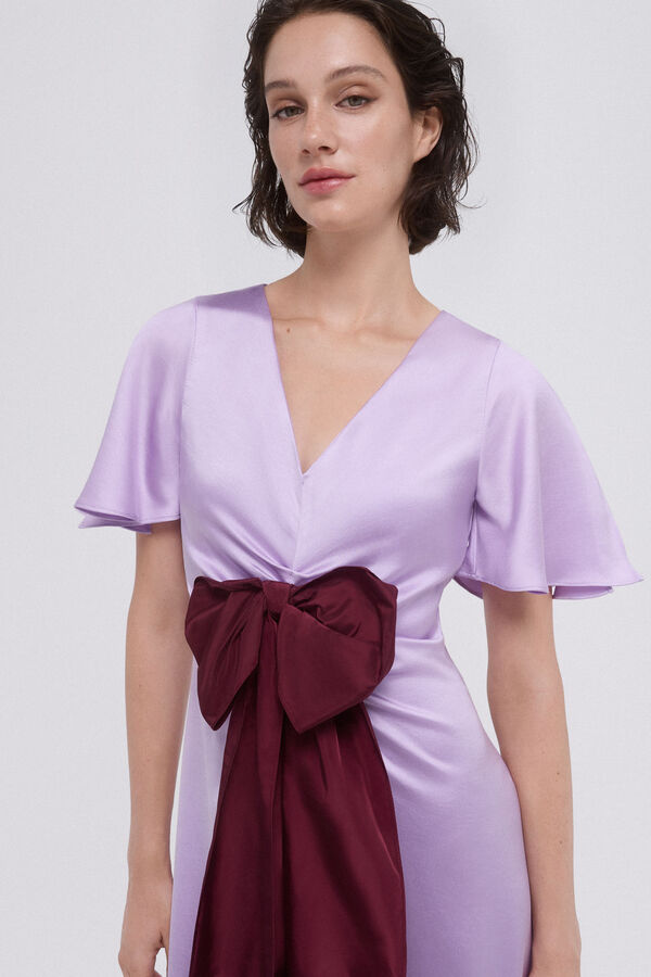 TFP by Tamara Falcó Vestido frunces con lazo contraste Azul