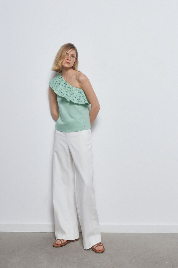 Pedro del Hierro Camiseta asimetrica volante Azul