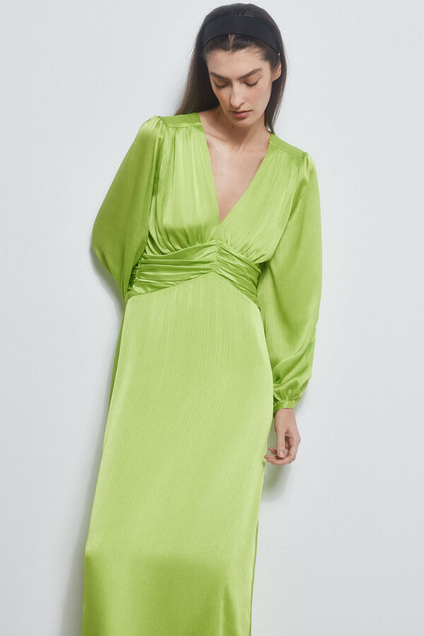 Pedro del Hierro Vestido largo satinado Amarillo