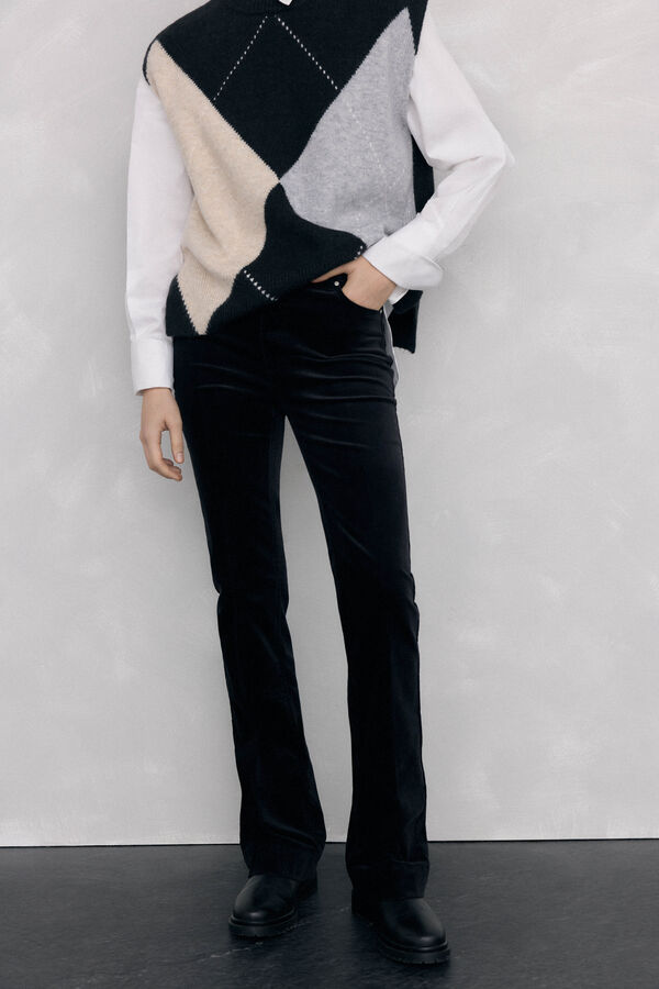 Pedro del Hierro Cal&ccedil;a flare push-up de veludo Preto