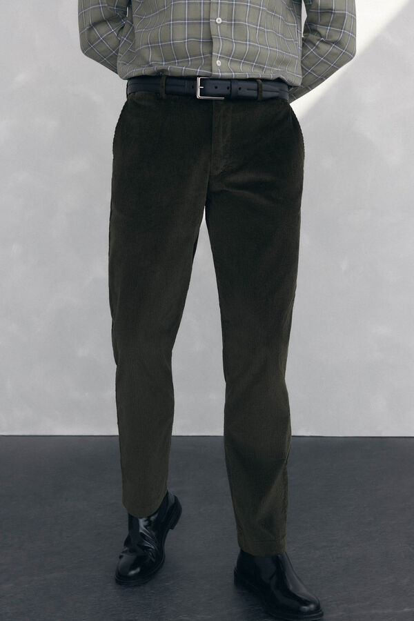 Pedro del Hierro Chino pana gruesa regular fit Verde