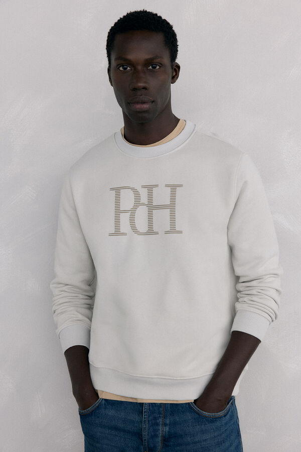 Pedro del Hierro Sudadera logo cuello redondo Gris