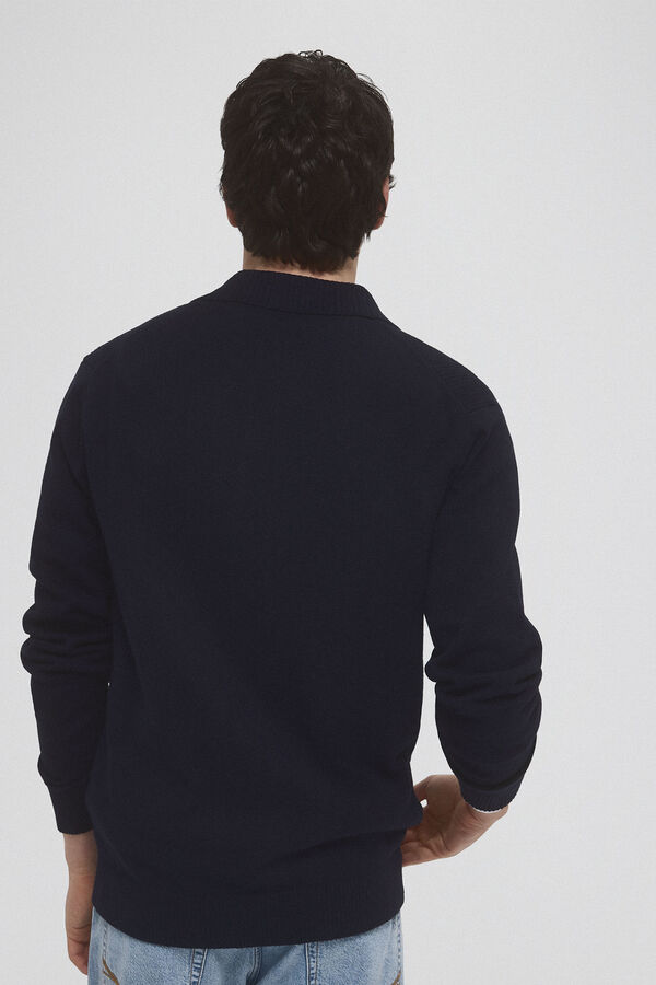 Pedro del Hierro C&aacute;rdigan punto algod&oacute;n cuello polo botones Azul