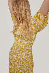 Pedro del Hierro Vestido fluido estampado floral Amarillo