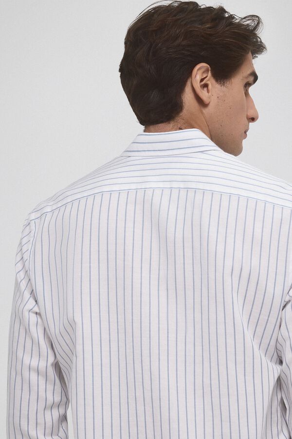 Pedro del Hierro Camisa rayas algod&oacute;n ramio Blanco