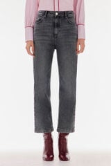 TFP by Tamara Falc&oacute; Cal&ccedil;a jeans cropped de perna larga Cizento