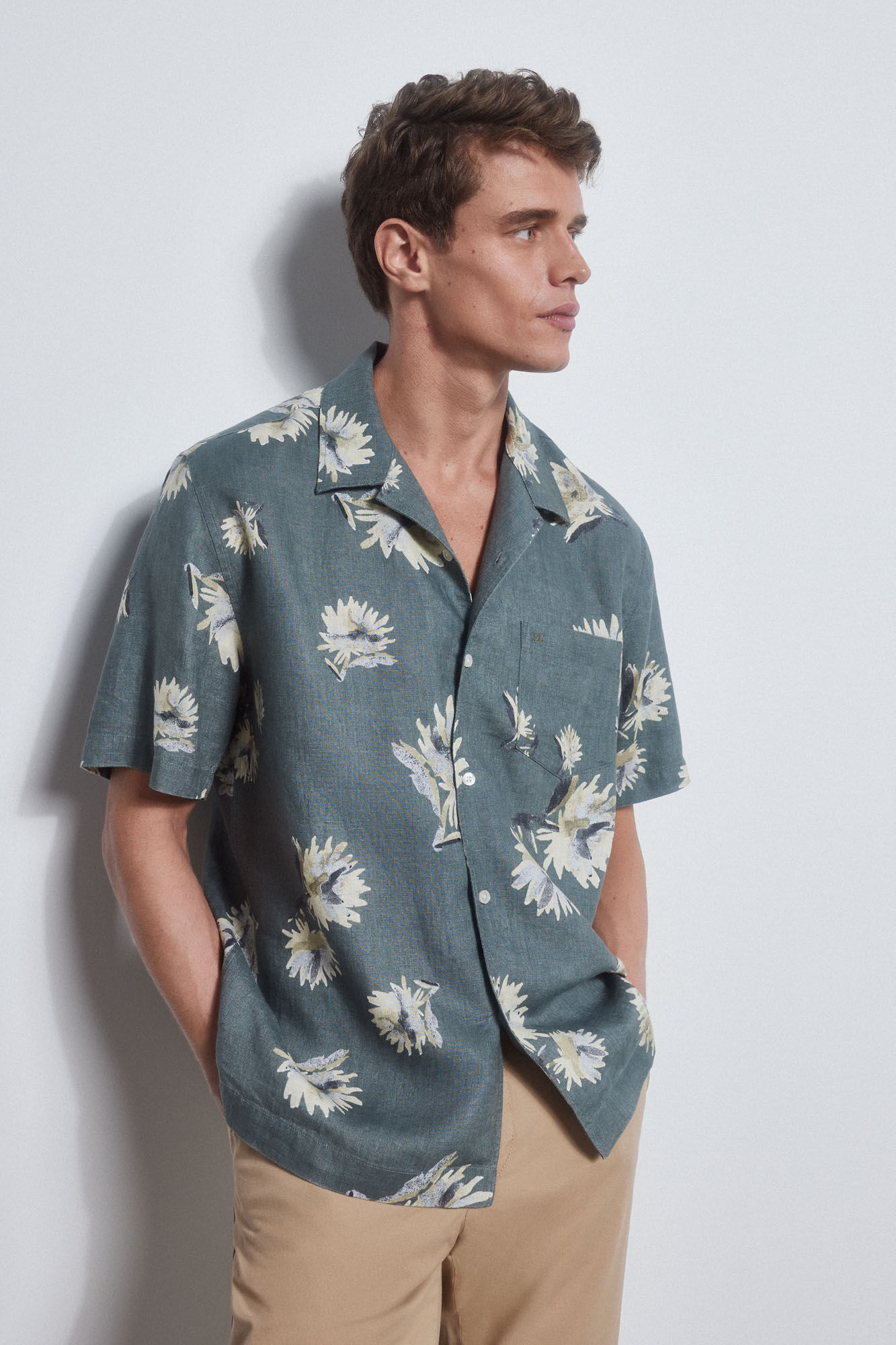Pedro del Hierro Camisa lino estampada manga corta