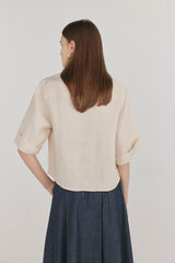 Pedro del Hierro Camisa manga corta lino Marr&oacute;n