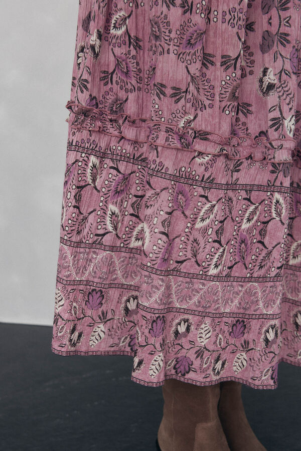 Pedro del Hierro Falda midi estampada pisos Morado