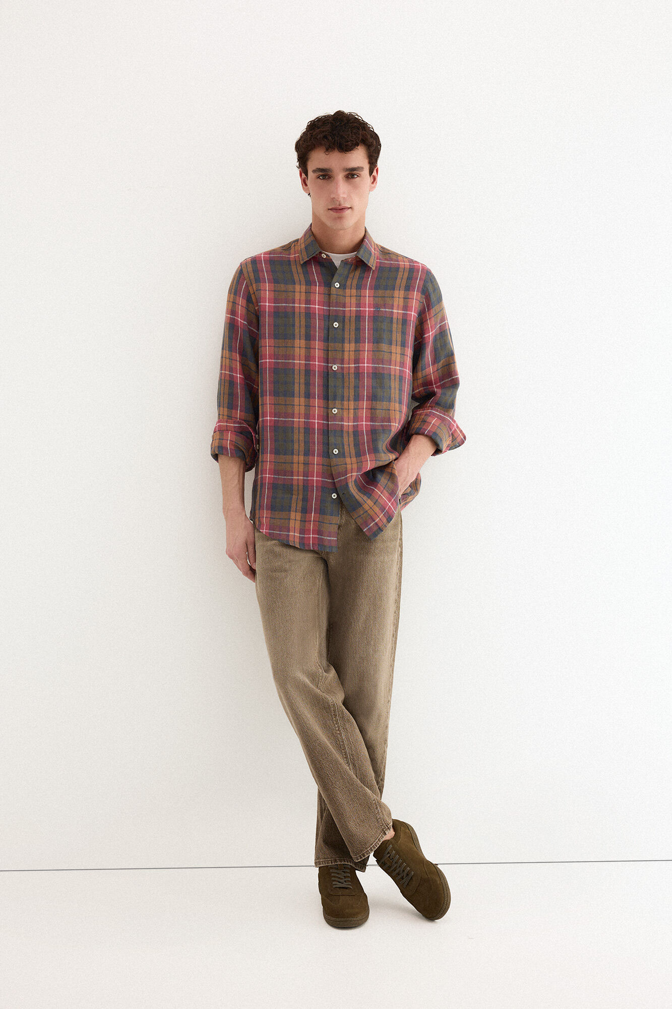 Pedro del Hierro Camisa em linho aos quadrados