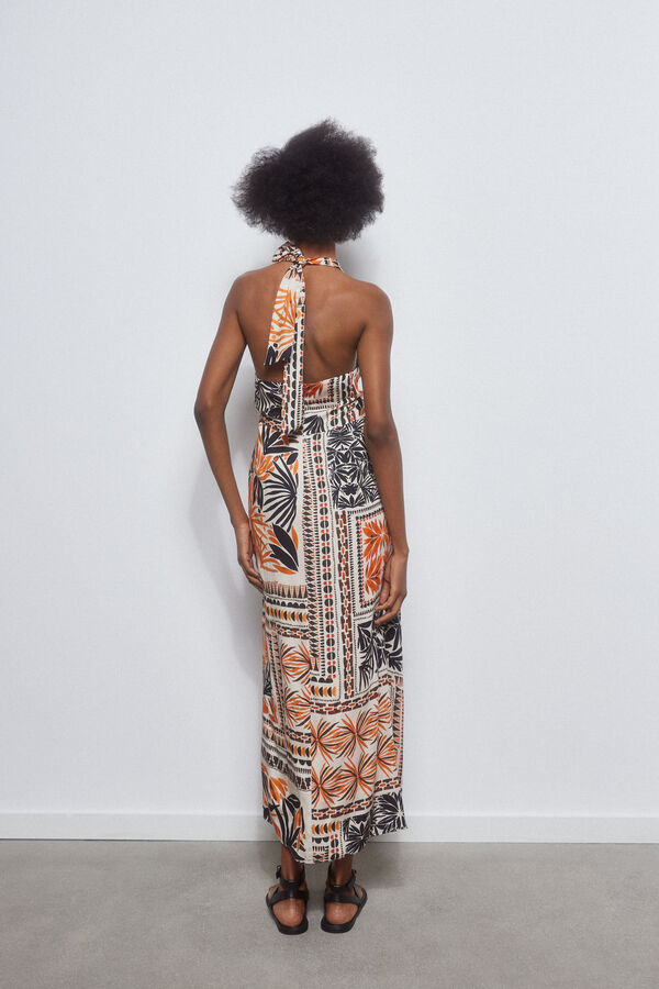 Pedro del Hierro Vestido halter estampado Rojo