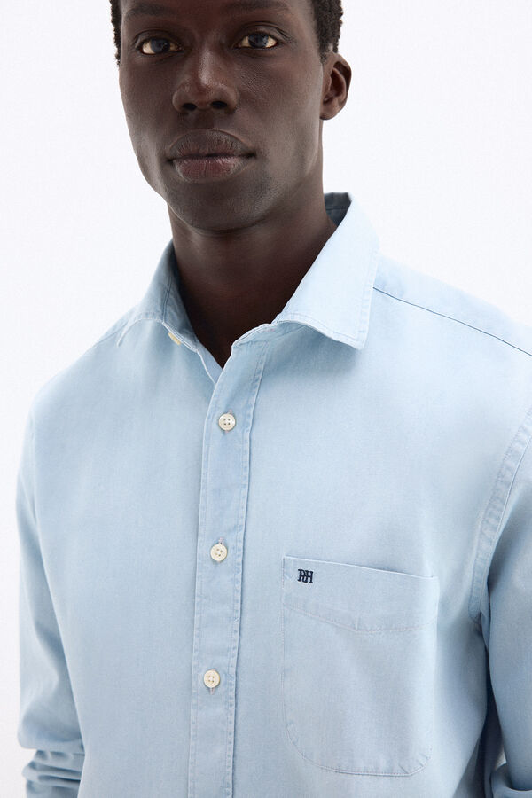Pedro del Hierro Camisa denim de tecido italiano Azul