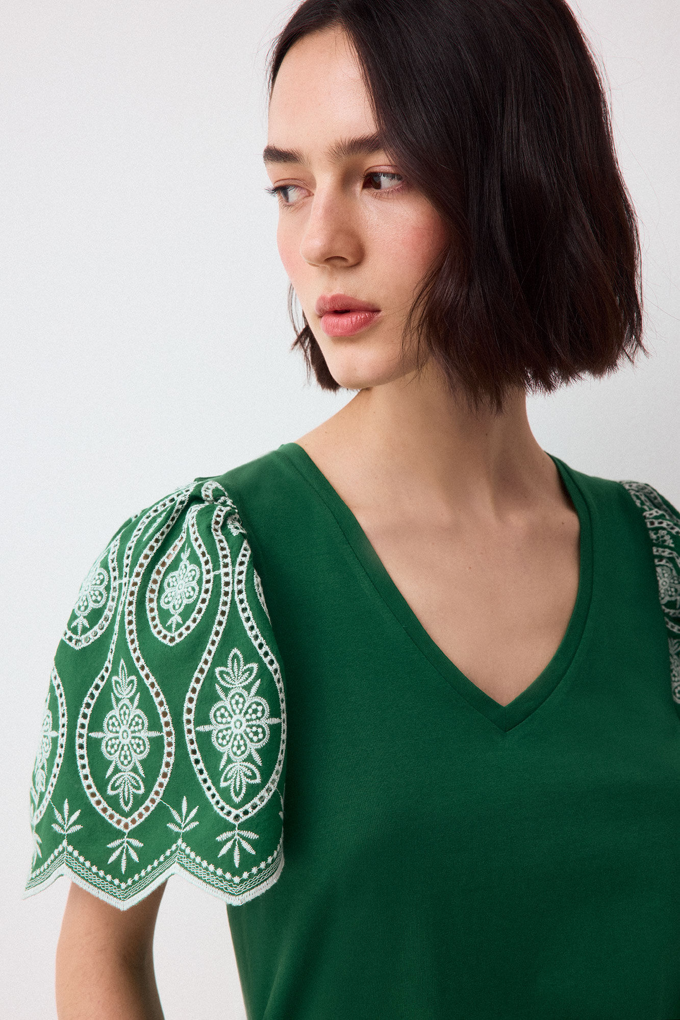Pedro del Hierro T-shirt manga com folho bordado