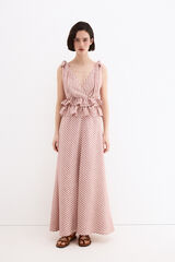 Pedro del Hierro Vestido comprido em linho com detalhes de la&ccedil;os Rosa