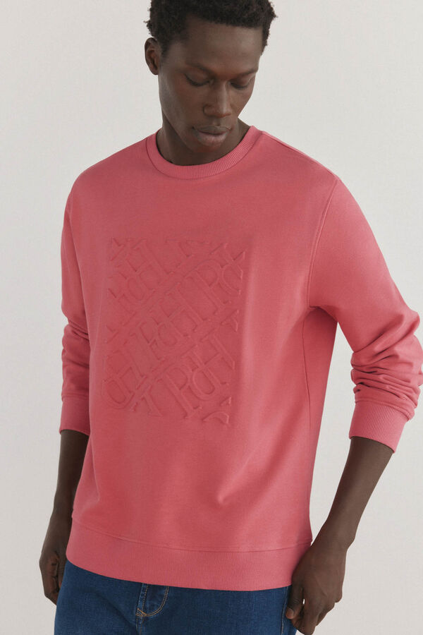 Pedro del Hierro Moletom com gola caixa Sweatshirt e logo Bordeaux