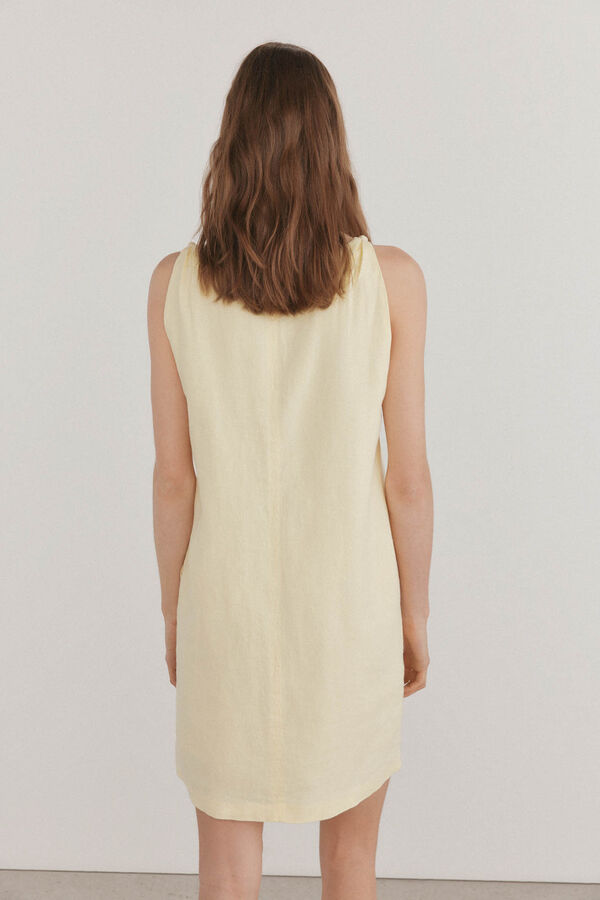 Pedro del Hierro Vestido corto lino Amarillo