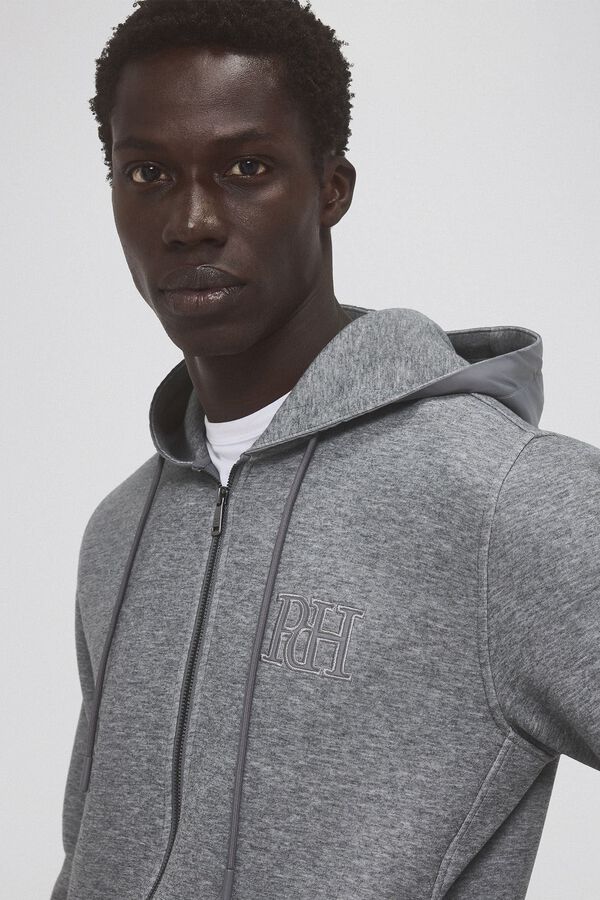 Pedro del Hierro C&aacute;rdigan con capucha tejido t&eacute;cnico Gris