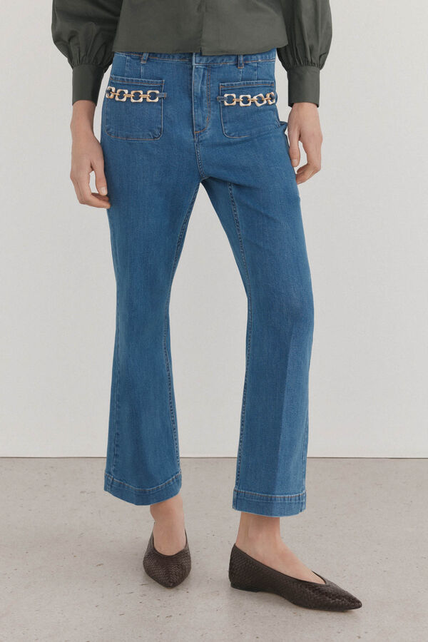 Pedro del Hierro Jeans flare cropped Azul