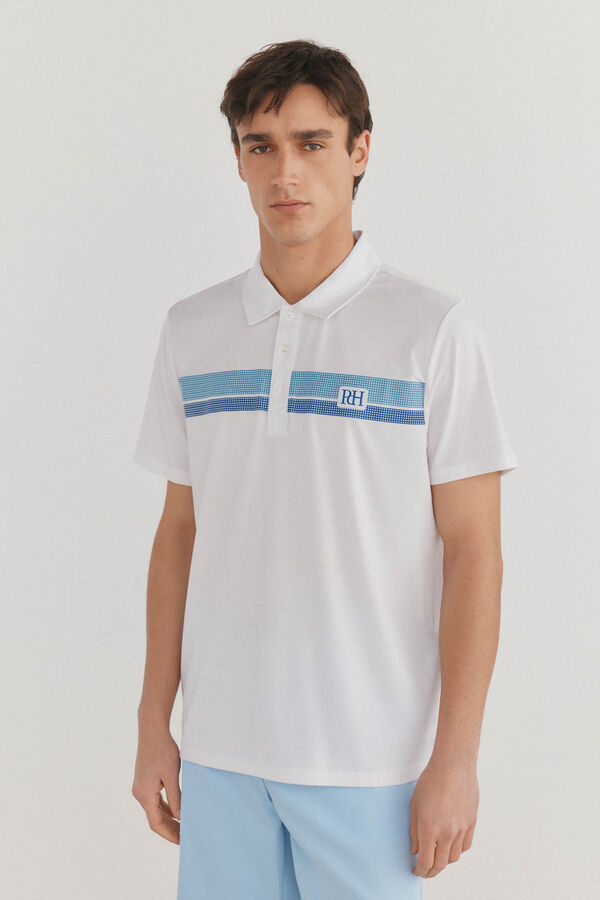 Pedro del Hierro Polo de golfe riscas Branco