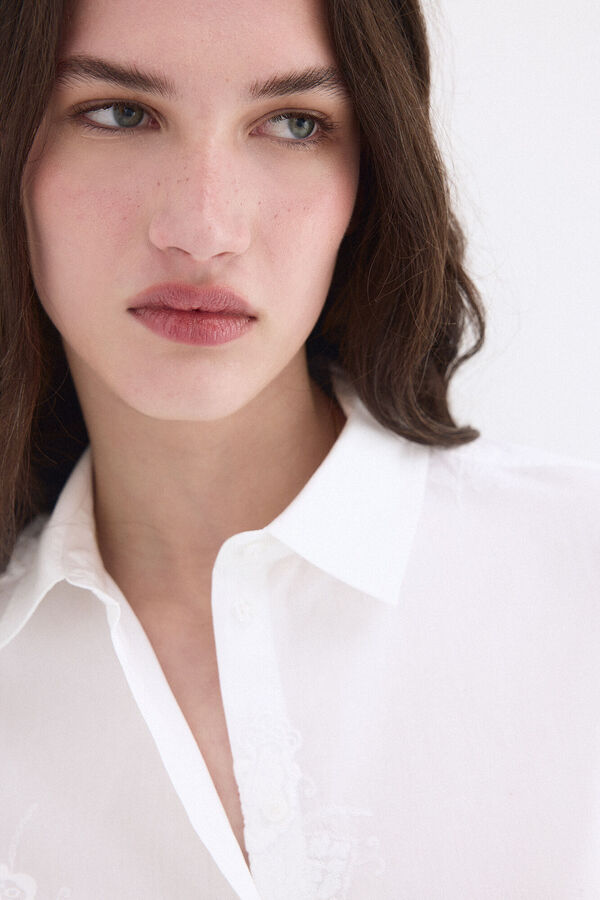 Pedro del Hierro Camisa ampla bordada Branco