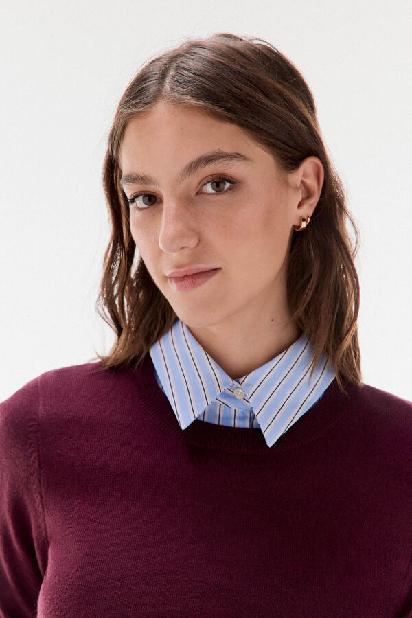 TFP by Tamara Falc&oacute; Su&eacute;ter 100% l&atilde; com len&ccedil;o Bordeaux