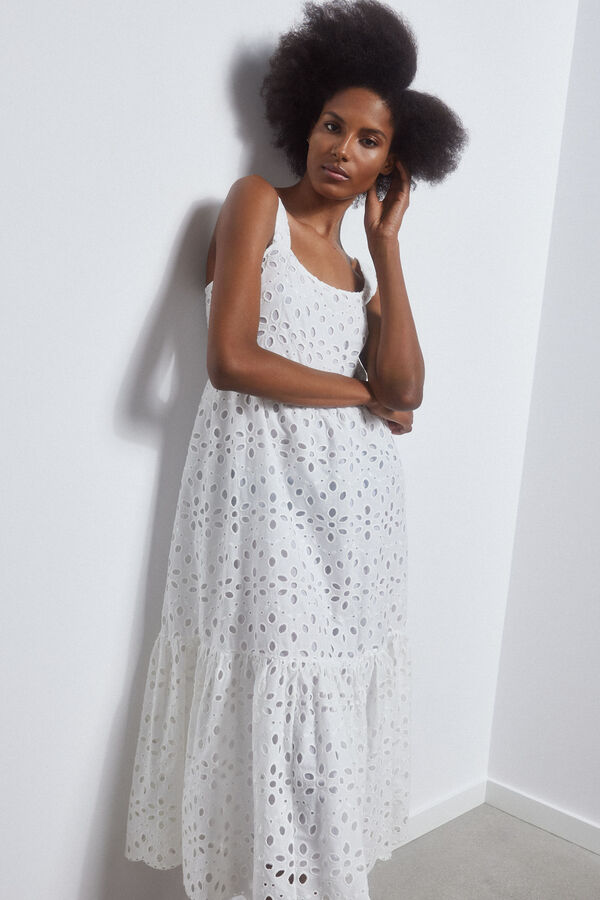 Pedro del Hierro Vestido algodon perforado Crudo