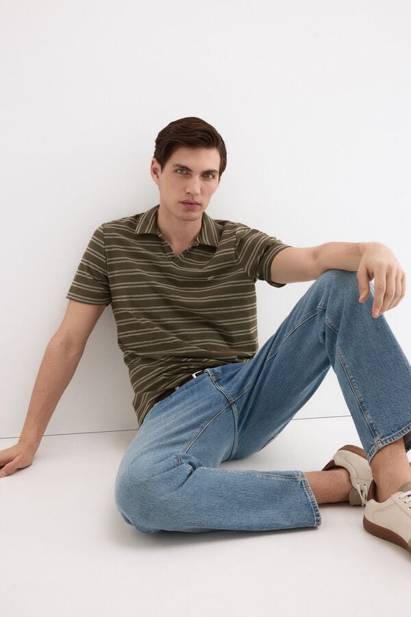Pedro del Hierro Polo r&uacute;stico &agrave;s riscas Verde