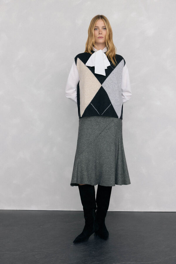 Pedro del Hierro Chaleco jacquard de rombos Gris