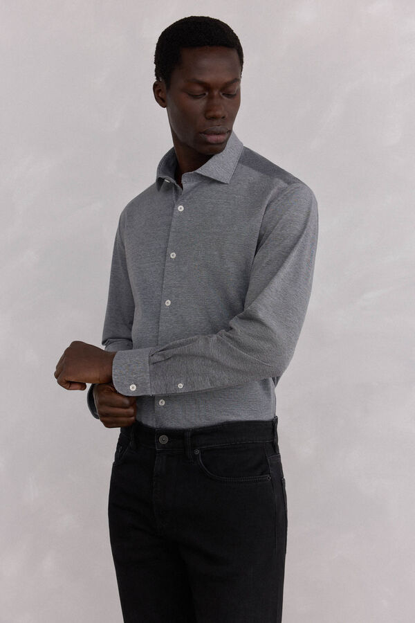 Pedro del Hierro Camisa de malha malha Cizento
