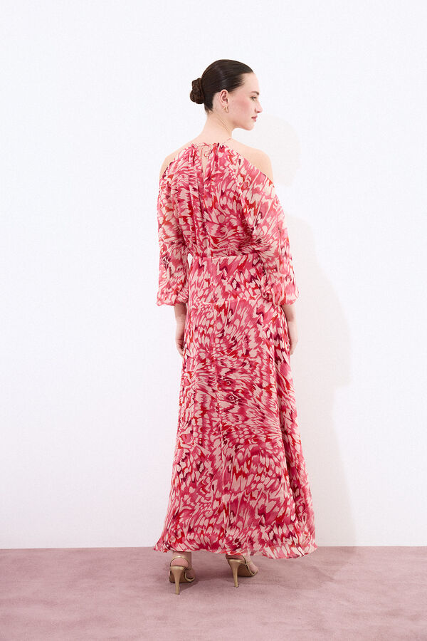Pedro del Hierro Vestido fluido estampado seda Rojo