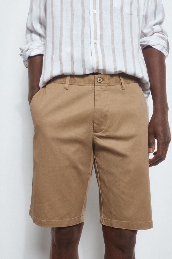 Pedro del Hierro Cal&ccedil;as bermuda chino premium flex  Marrom