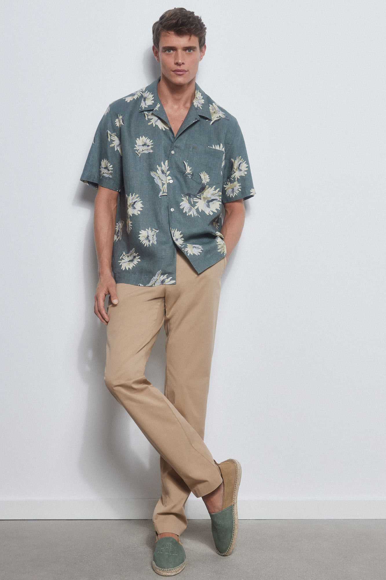 Pedro del Hierro Camisa lino estampada manga corta