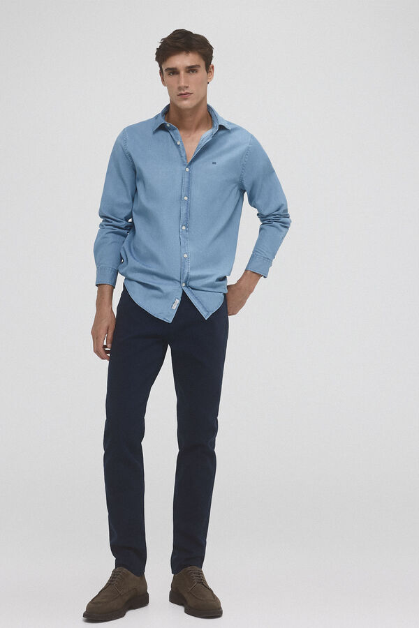 Pedro del Hierro Pantal&oacute;n 5 bolsillos color premium flex slim fit Azul