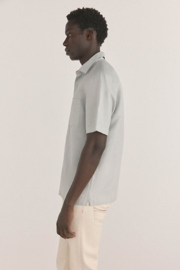 Pedro del Hierro Camisa de linho de tecido manga curta Verde