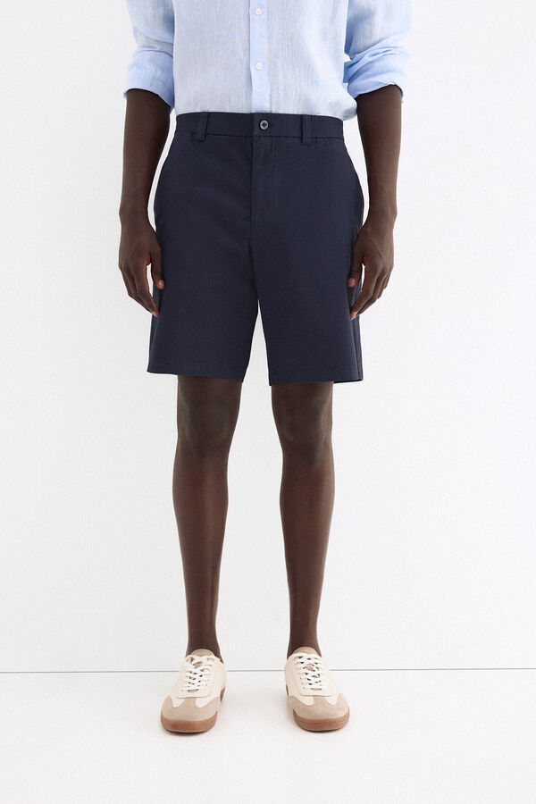 Pedro del Hierro Bermuda leve com el&aacute;sticos Azul