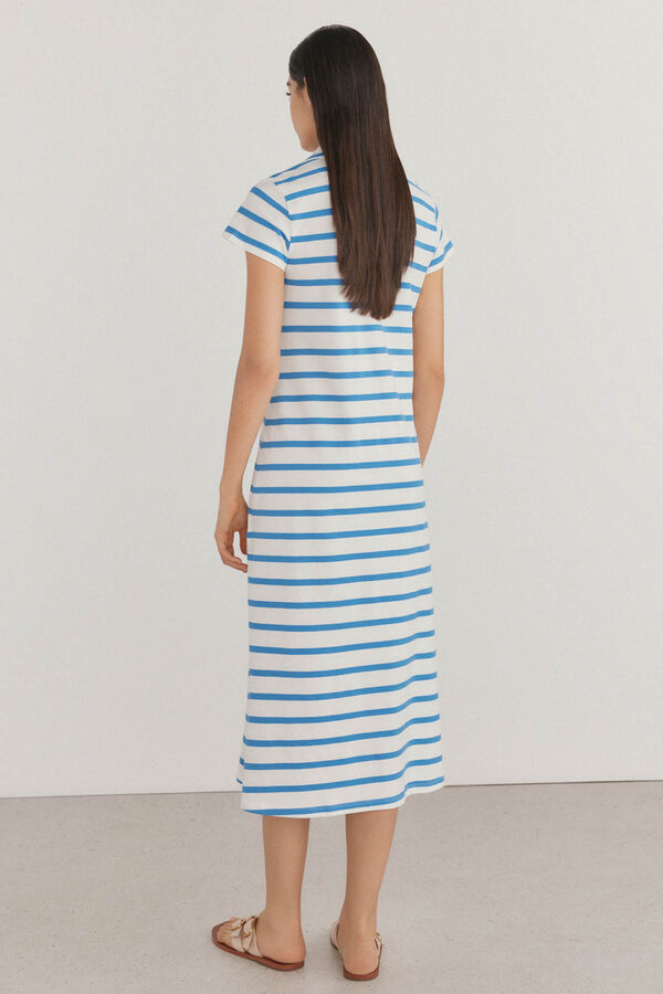 Pedro del Hierro Vestido polo riscas manga curta Turquesa